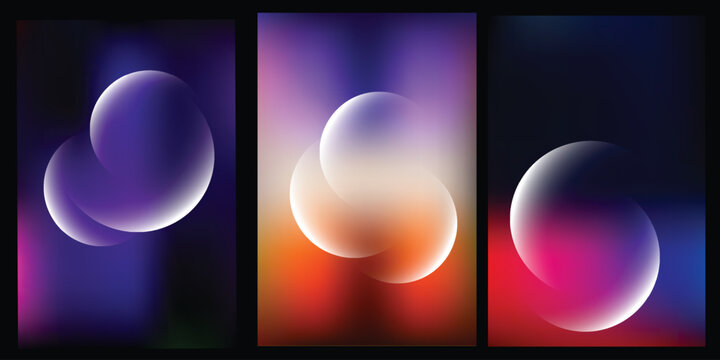 Abstract gradient of three overlapping oval shapes in blue, purple, and orange