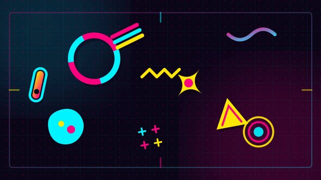 Vibrant Retro Memphis Geometric Abstract Background Loop