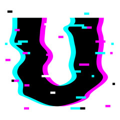 Alphabet glitch vaporwave u © Vexels