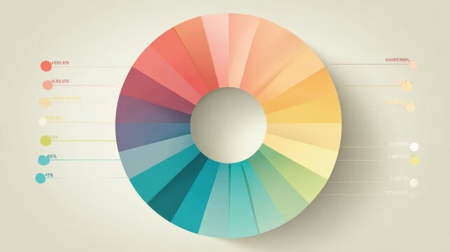 Business colorful pie chart template with big circle in the center. Background for your documents, web sites, reports, presentations and infographics.