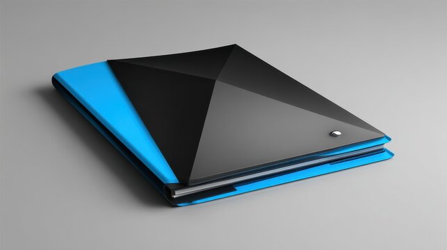Business presentation folder template for corporate office with blue and black color.
