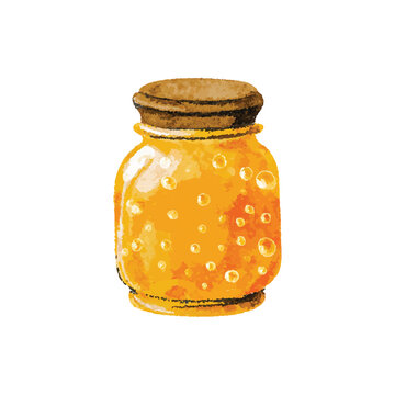 Golden Amber Marmalade In Glass Jar.