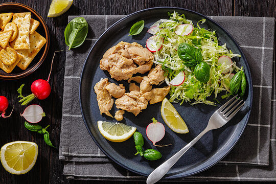 Premium Cod Liver served with salad and crackers