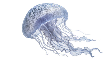 Translucent blue jellyfish with delicate tentacles © Corman