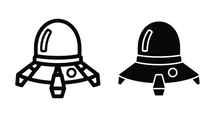 Fototapeta premium Ufo spaceship icon set, flat vector illustration of unidentified flying object, alien spacecraft, simple cartoon design
