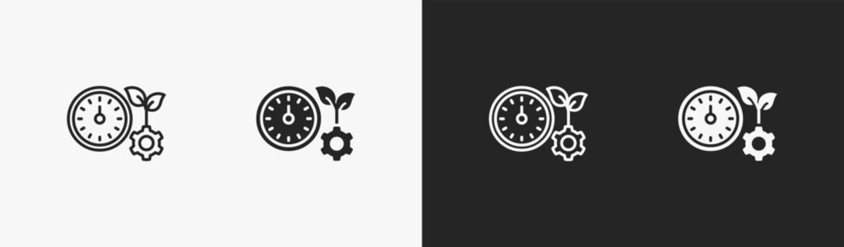 Set of productivity icon in black and white collection
