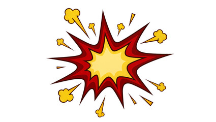 Red and yellow comic book explosion with smoke puffs, isolated on transparent background © Ozols