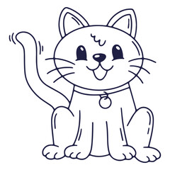 Cartoon cat sitting line art © Vexels