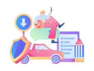 Buy insurance for car flat character vector concept operation illustration  © Lyn Lee
