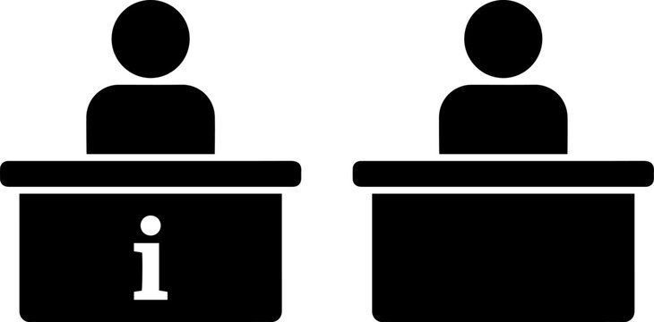 Information desk and reception desk icons isolated on white background