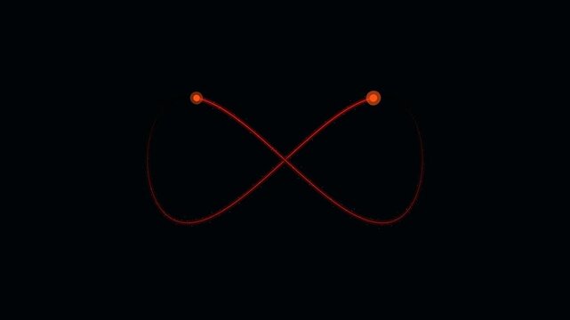 Glowing Red Neon Infinity Loop Abstract Particle Animation