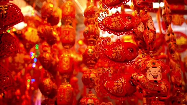 Chinese New Year, red lanterns, festive decorations, traditional Asian ornaments