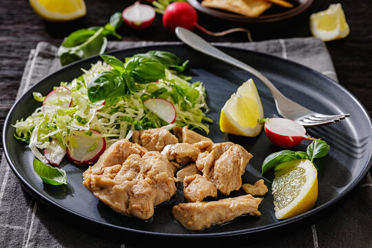 Premium Cod Liver served with salad and crackers