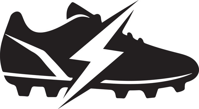 Football Boot with Lightning Bolt Icon, Soccer Cleat Sport Logo Vector