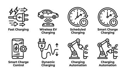 Obraz premium Electric vehicle charging station icon with green glow