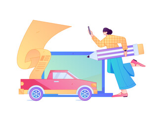 Buy insurance for car flat character vector concept operation illustration  © Lyn Lee