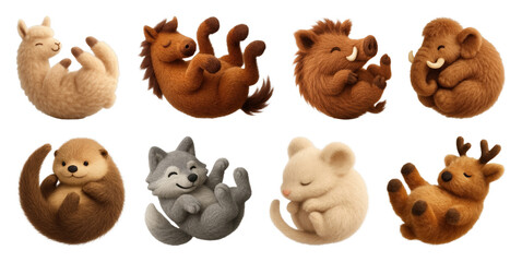 Obraz premium PNG Adorable fluffy animal illustrations on transparent background
