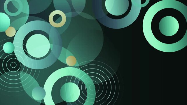 Abstract circle pattern background with overlapping rings and soft glowing shapes animation
