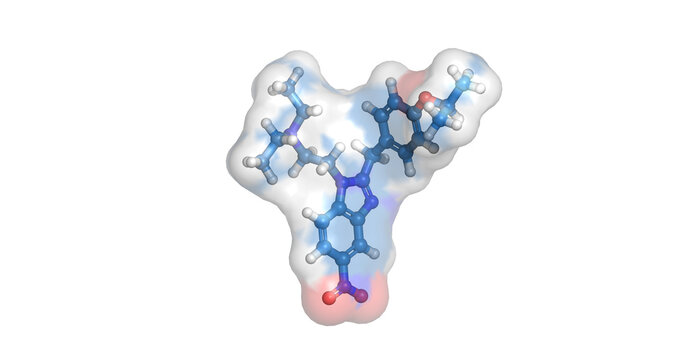 Isotonitazene, synthetic opioid for forensic and toxicological research, 3D molecule 4K
