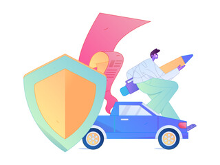 Buy insurance for car flat character vector concept operation illustration  © Lyn Lee