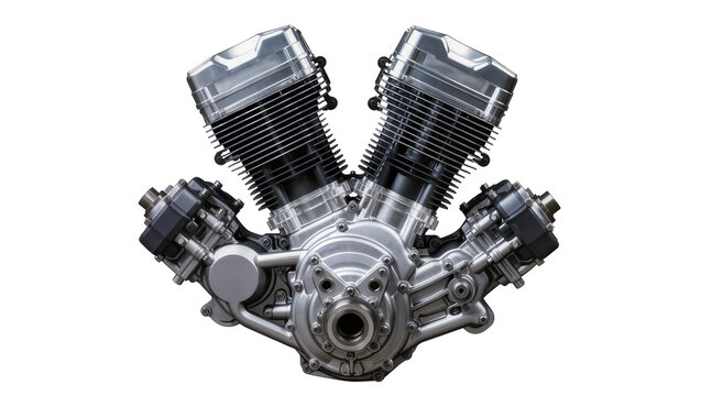 V-twin motorcycle engine with chrome and black details