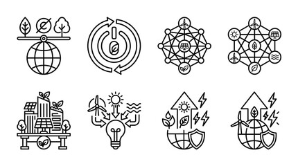 Obraz premium Eco friendly icons for sustainable energy ecosystem