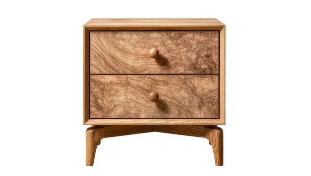 Modern wooden nightstand with two drawers and round knobs