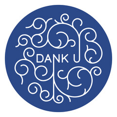 The logo for dank u on a blue background © Vexels