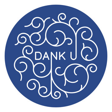 The logo for dank u on a blue background