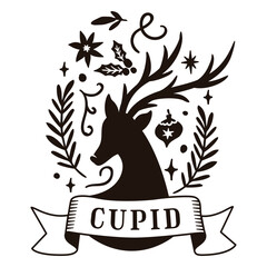 Naklejka premium Charming cupid deer design