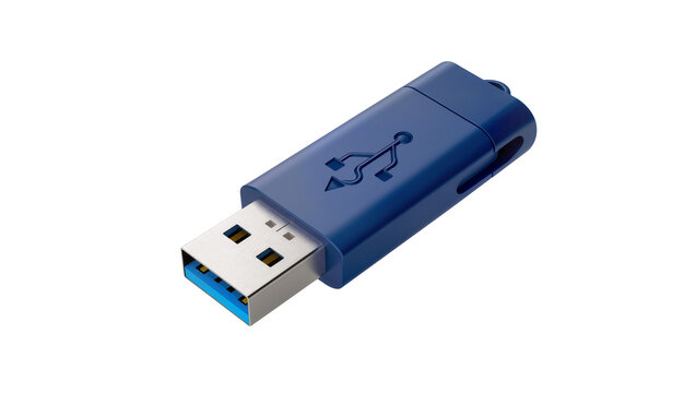 Blue USB flash drive with USB symbol