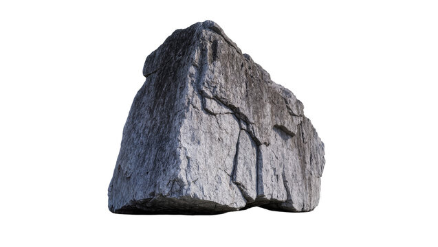 Large grey granite rock with deep cracks and rough texture