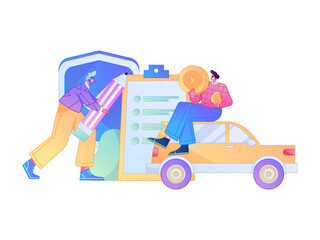 Buy insurance for car flat character vector concept operation illustration  © Lyn Lee
