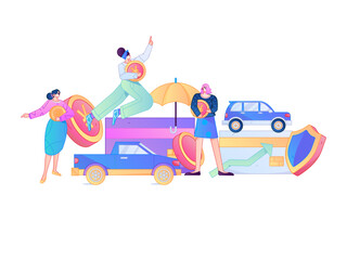 Buy insurance for car flat character vector concept operation illustration  © Lyn Lee