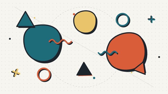 Memphis Style Abstract Geometric Shapes Animation Background