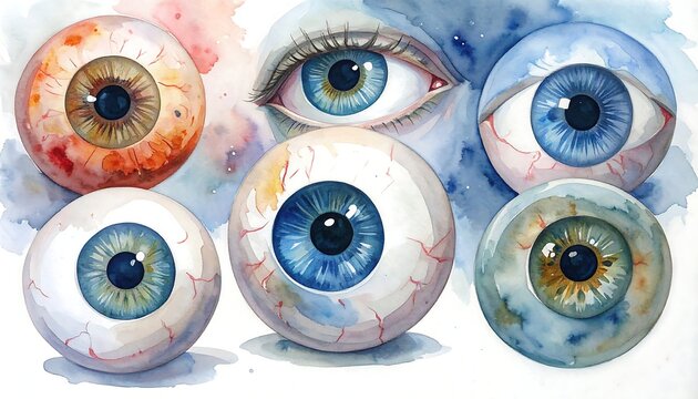 Watercolor eyes, anatomical study