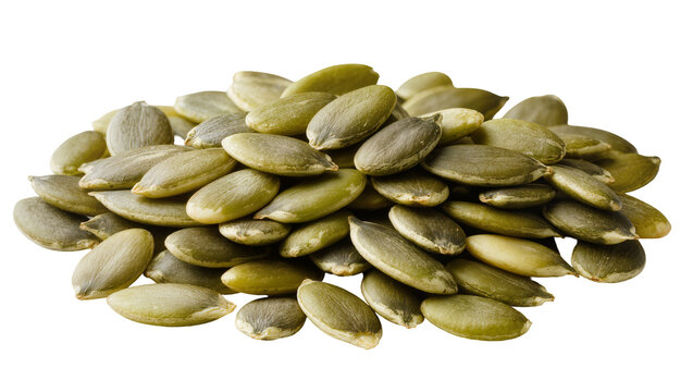 Pile of raw green pumpkin seeds pepitas, close-up