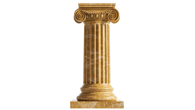 Ionic marble column with volutes and fluting