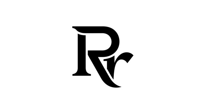 Minimalist black and white RR monogram logo design