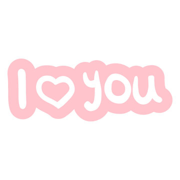 The word i love you in pink