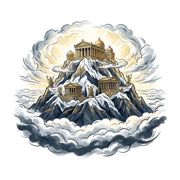 Mythological Mount Olympus Palace in the Clouds.