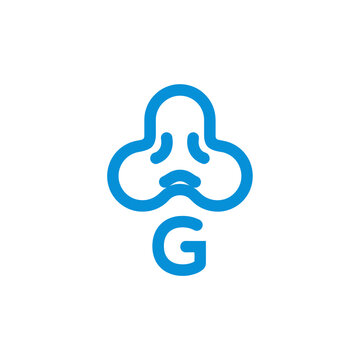 Minimalist blue cloud logo symbol with capital letter G