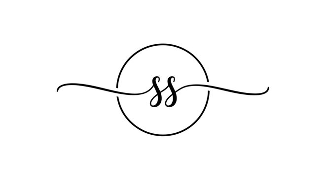 Minimalist cursive letter SS monogram logo in circle