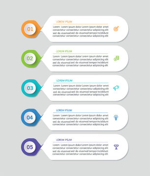 Business infographic template with 5 options or steps. Can be used for workflow layout, diagram, annual report, web design	