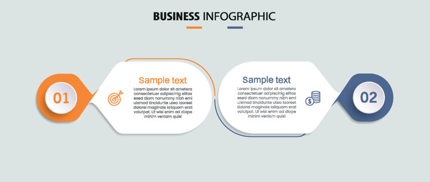 Vector infographic template with icons and 2 options or steps. Can be used for process diagram, presentations, workflow layout, flow chart, info graph	