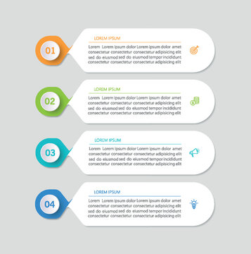 Vector infographic template with 4 steps for business. Can be used for workflow layout, presentations, diagram, annual report, web design	