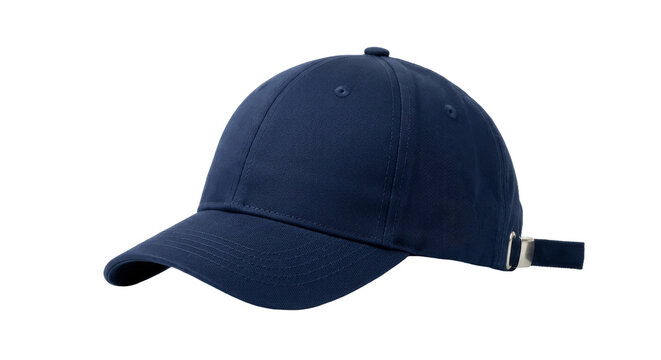 Classic navy blue baseball cap with adjustable strap and metal buckle
