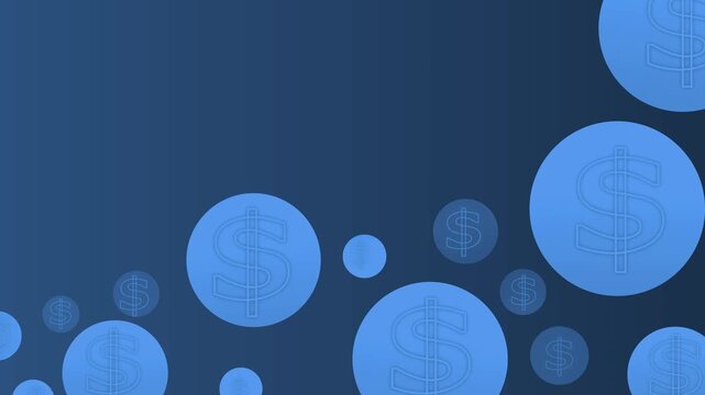 Abstract background with floating circles and dollar signs suggesting money finance and digital payment animation