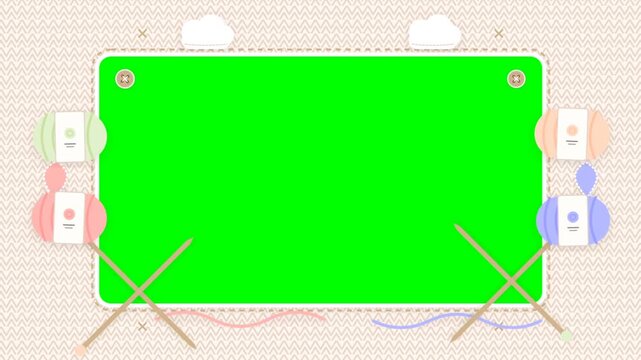 Knitting Craft Green Screen Template with Yarn and Needles