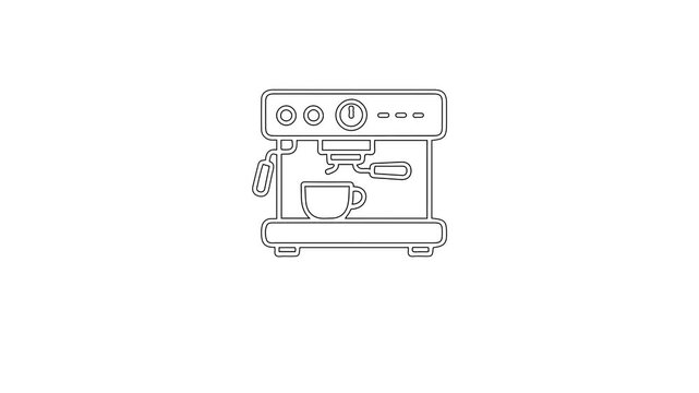 Minimalist outline of an espresso machine with a cup, perfect for cafe or kitchen designs.